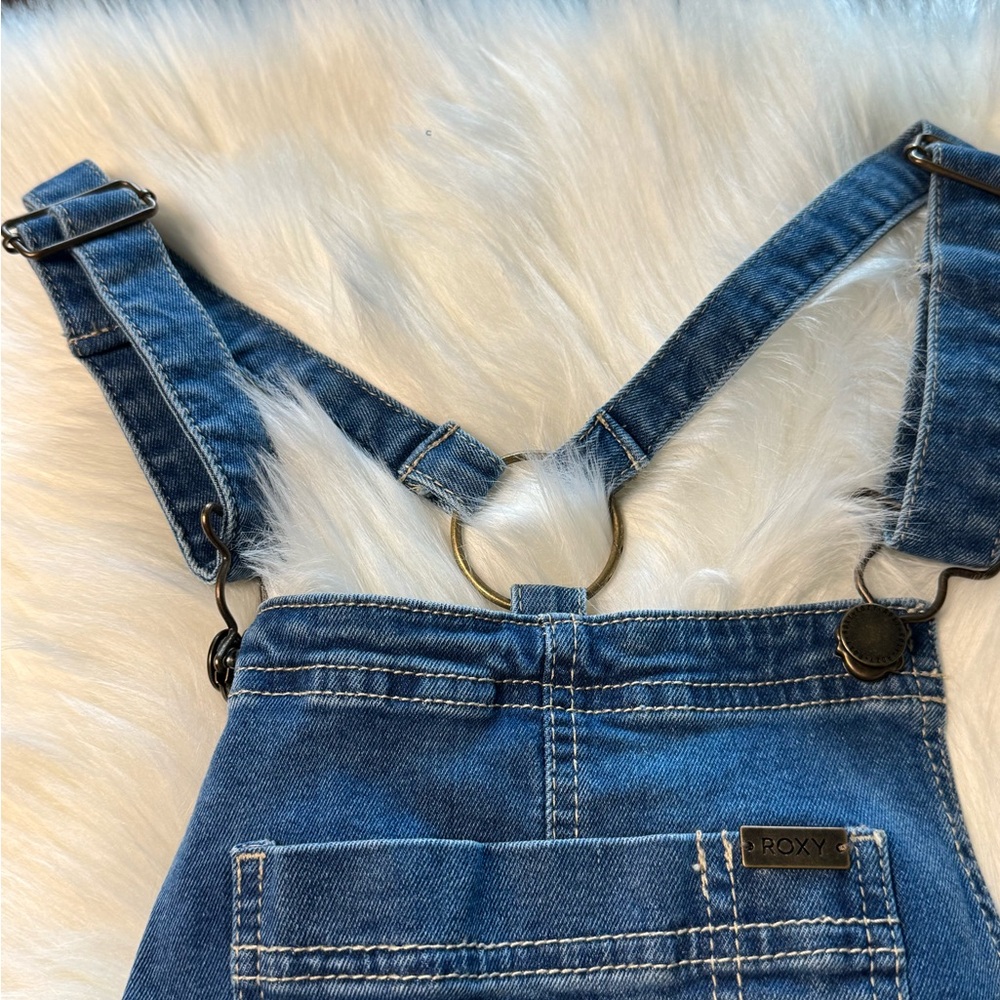 Roxy Light Blue Denim Overalls Shorts - Picture 3 of 5